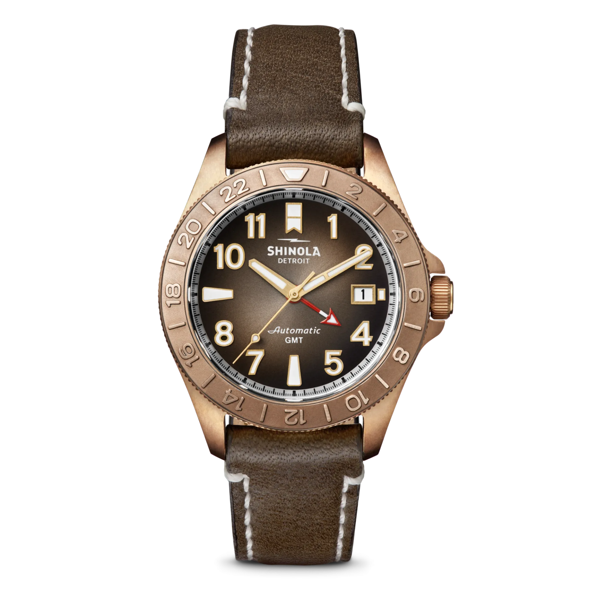 Outlet Shinola Bronze Monster GMT Automatic Watch Dark Brown Degrade