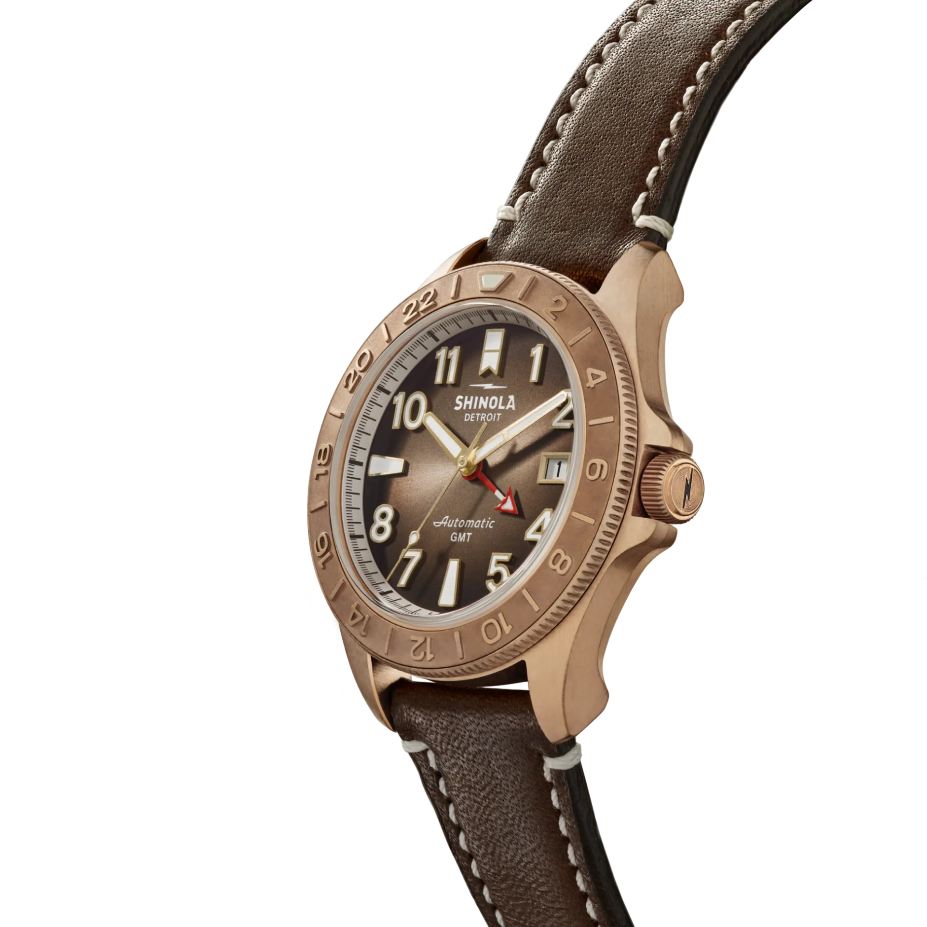 Outlet Shinola Bronze Monster GMT Automatic Watch Dark Brown Degrade