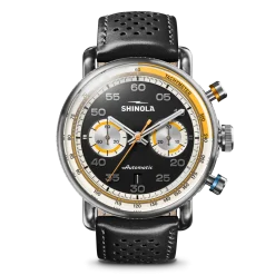 Outlet Shinola Canfield Speedway Open Road Automatic Chronograph Watch Black/Black Leather