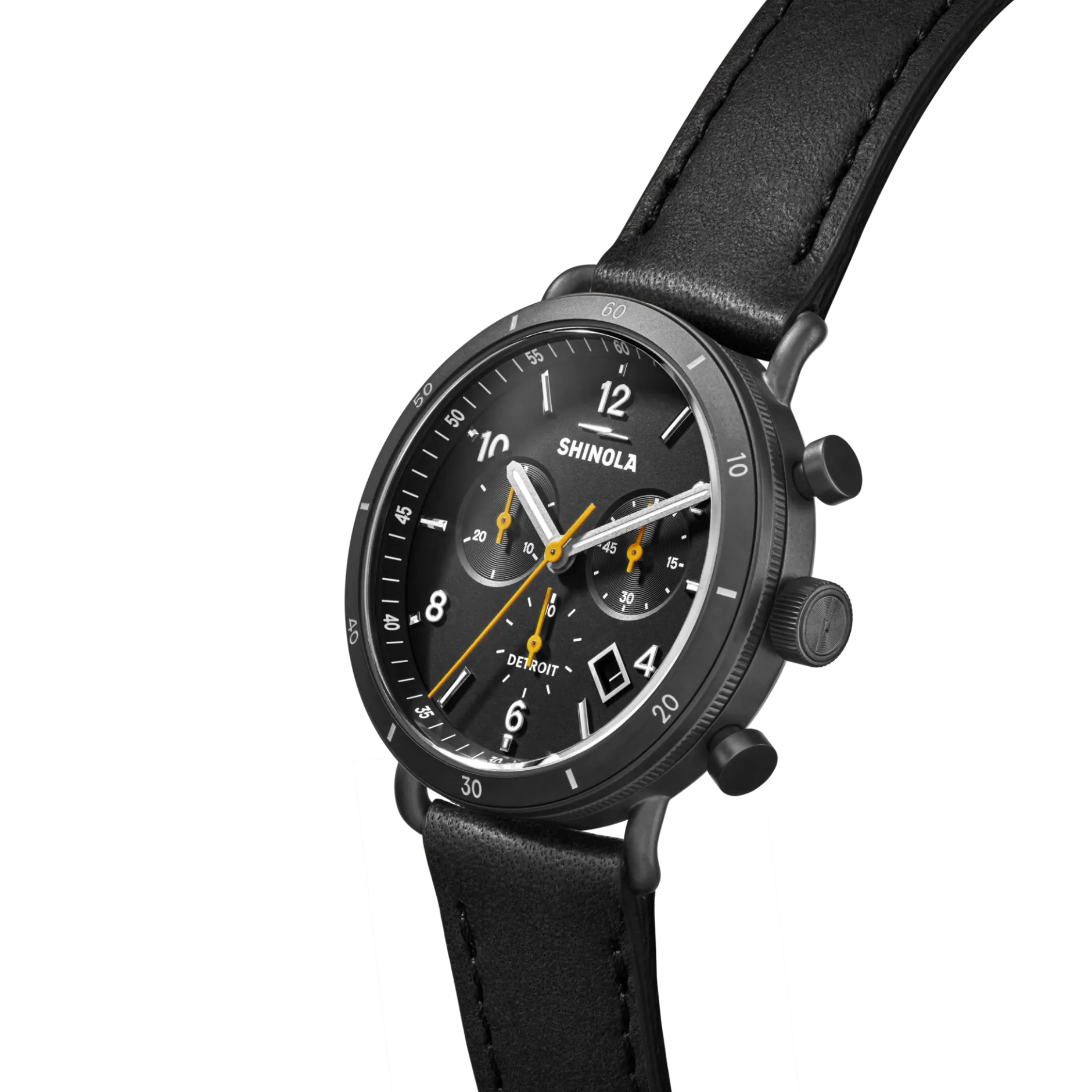 Hot Shinola Canfield Sport Chronograph Watch Black/Black Leather