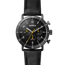 Hot Shinola Canfield Sport Chronograph Watch Black/Black Leather