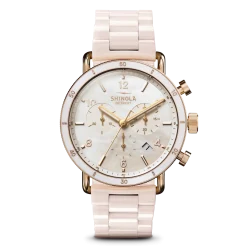 Sale Shinola Canfield Sport Chronograph Watch Pink Mother of Pearl