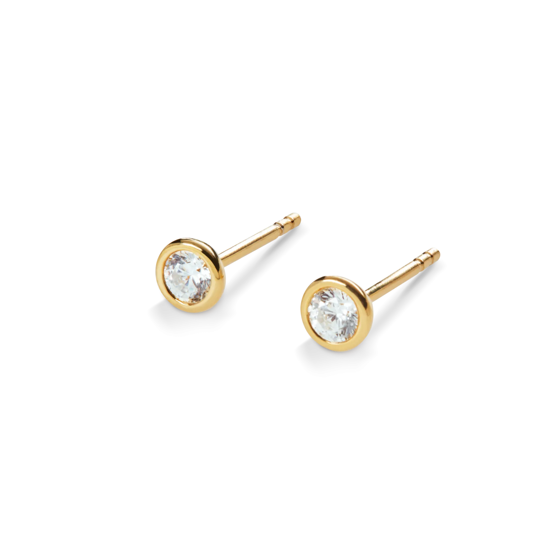 Clearance Shinola 1/4 Carat Round Diamond Bezel Studs Yellow Gold