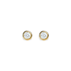Clearance Shinola 1/4 Carat Round Diamond Bezel Studs Yellow Gold