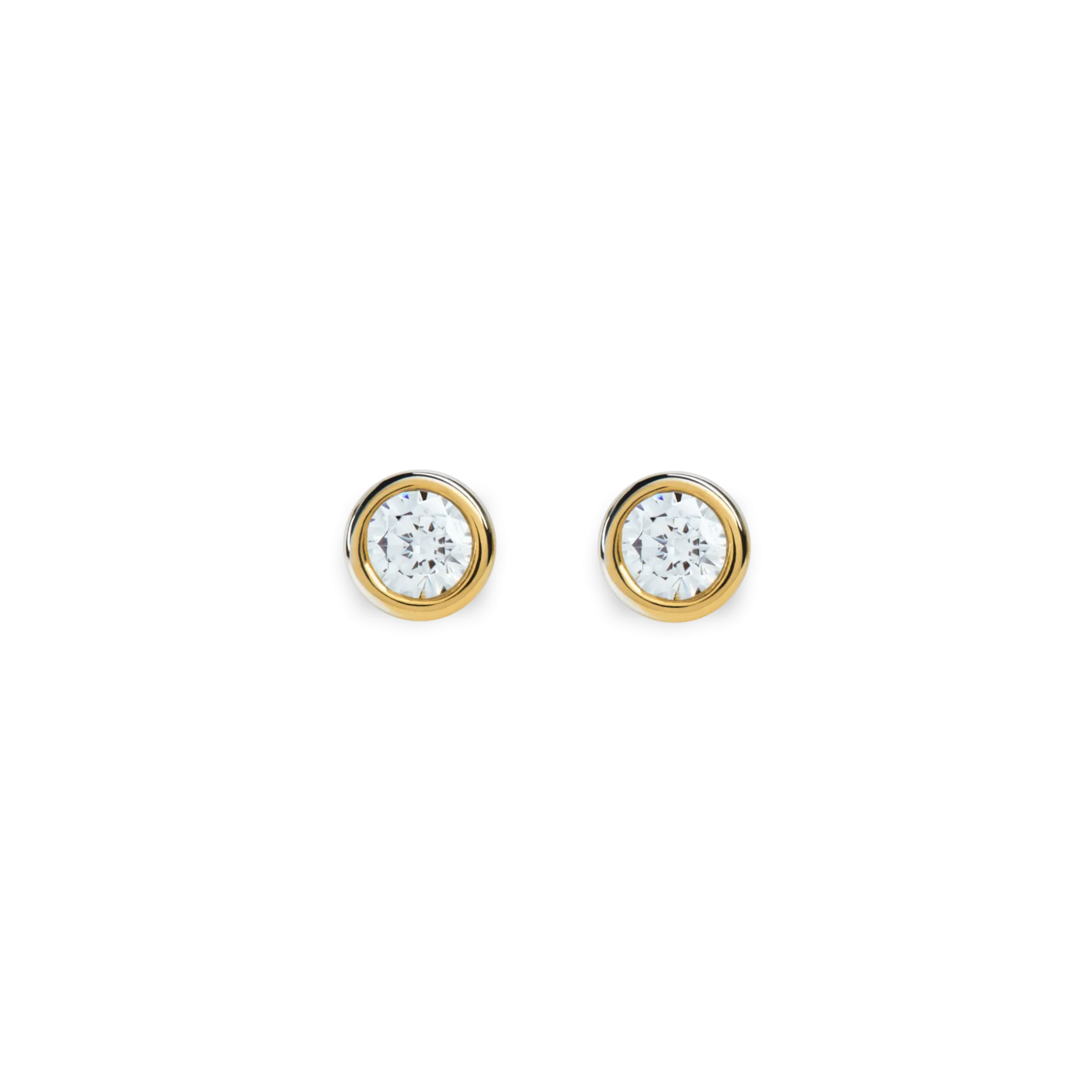 Clearance Shinola 1/4 Carat Round Diamond Bezel Studs Yellow Gold