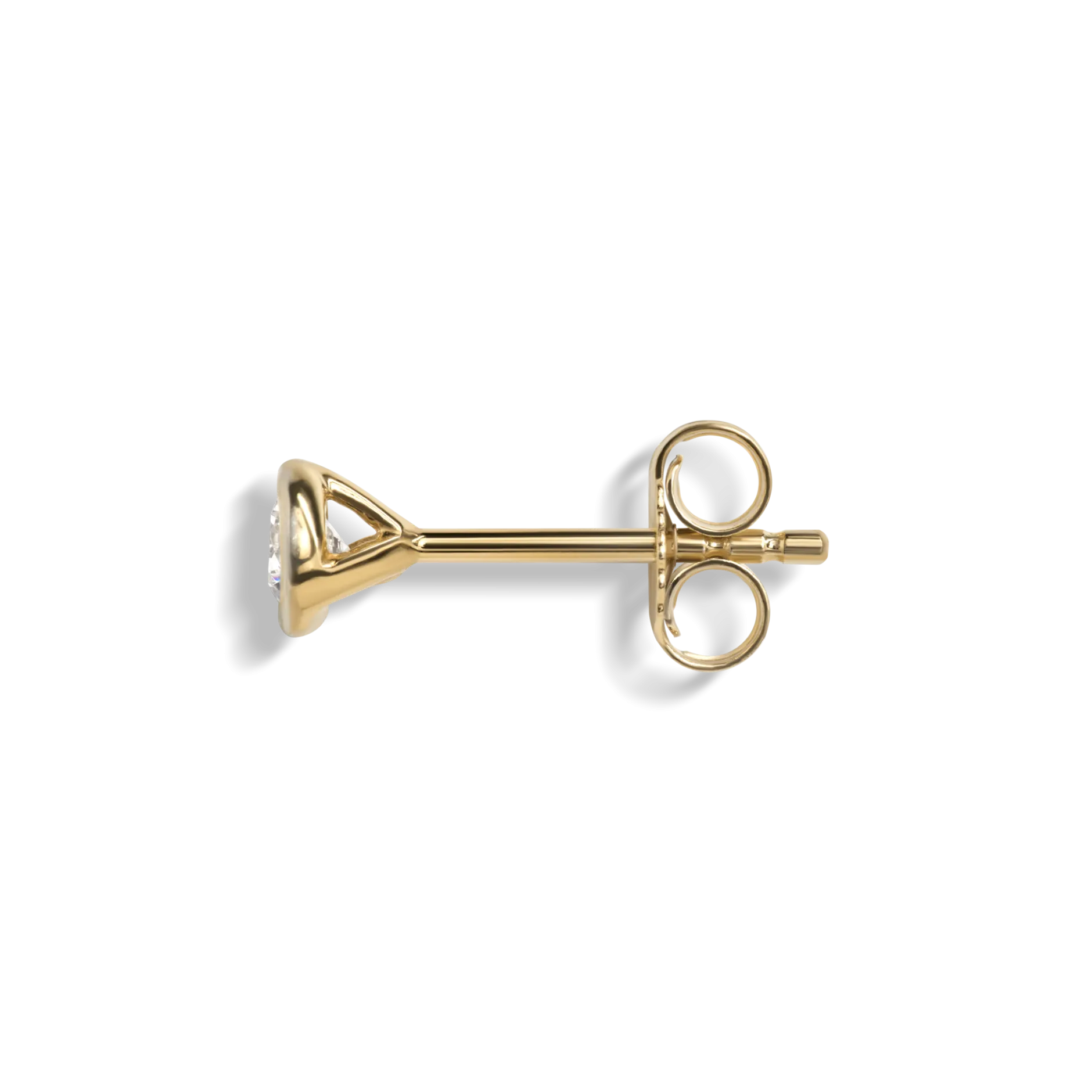 Clearance Shinola 1/4 Carat Round Diamond Bezel Studs Yellow Gold