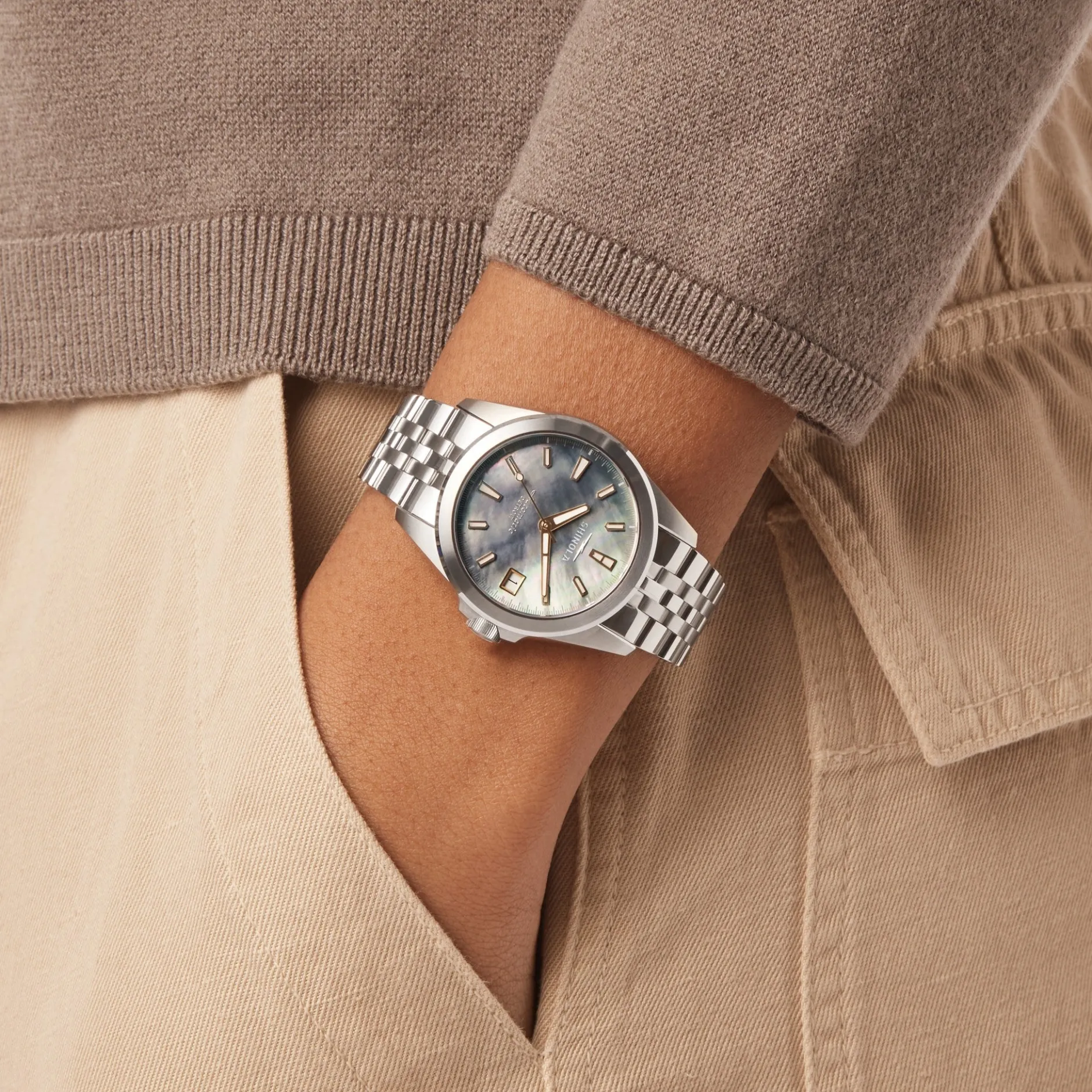 Hot Shinola Circadian Monster Automatic Watch Gray Mother of Pearl