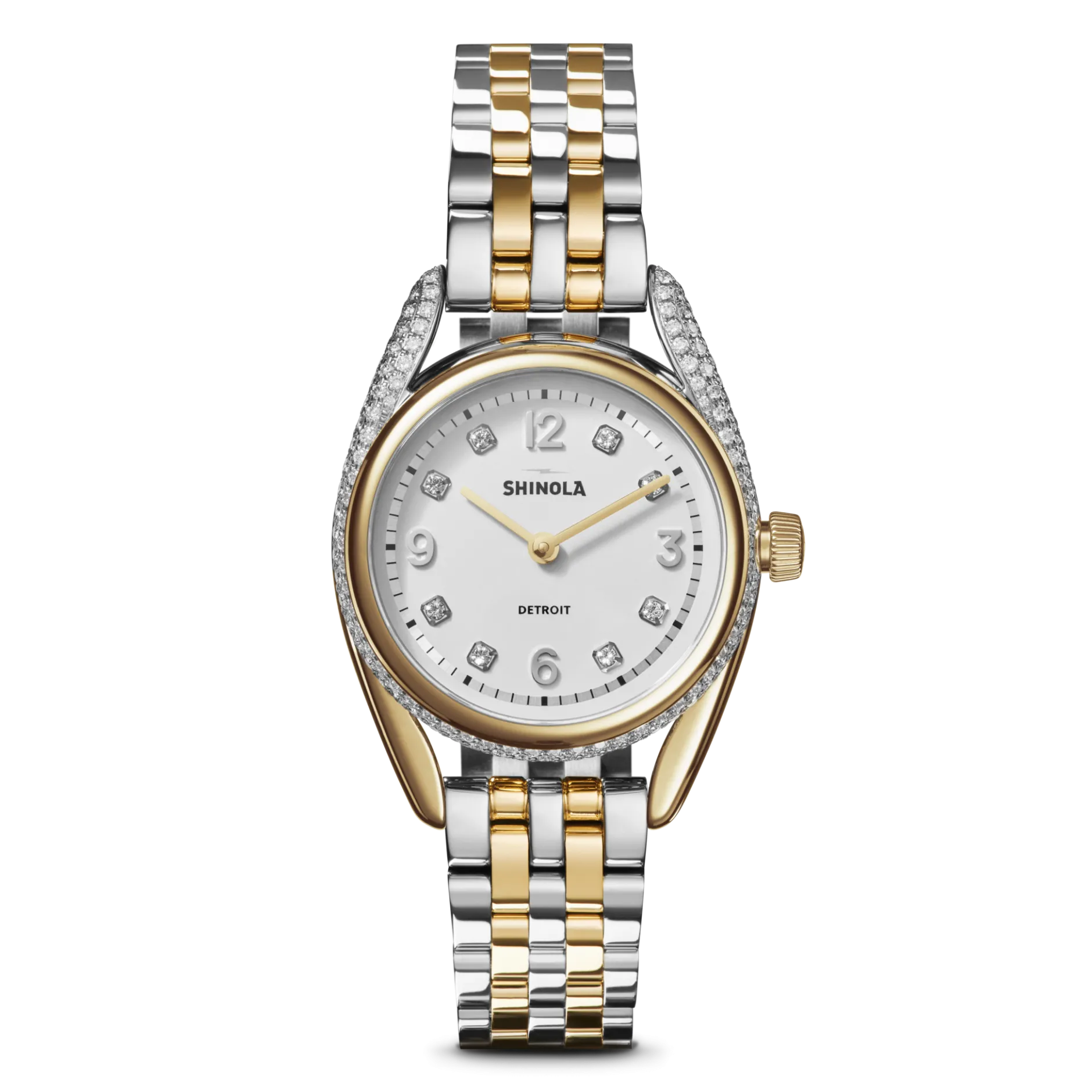 New Shinola Diamond Derby Watch Silver/Gold Bracelet