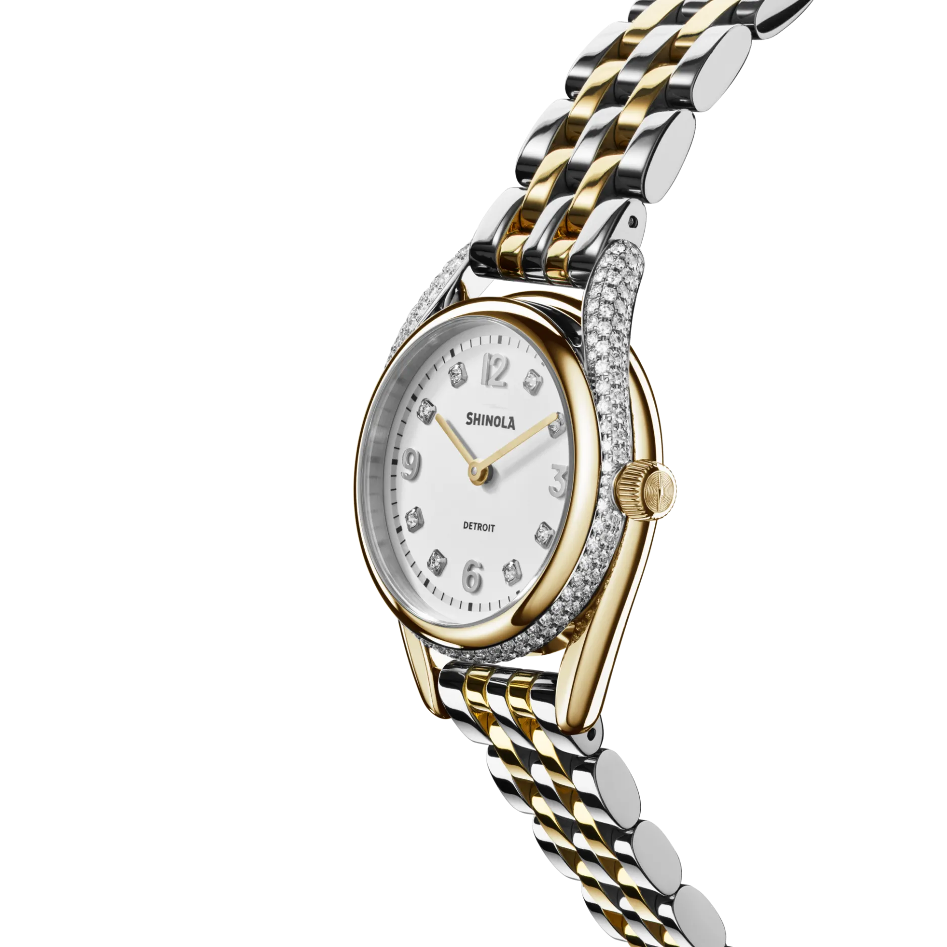 New Shinola Diamond Derby Watch Silver/Gold Bracelet