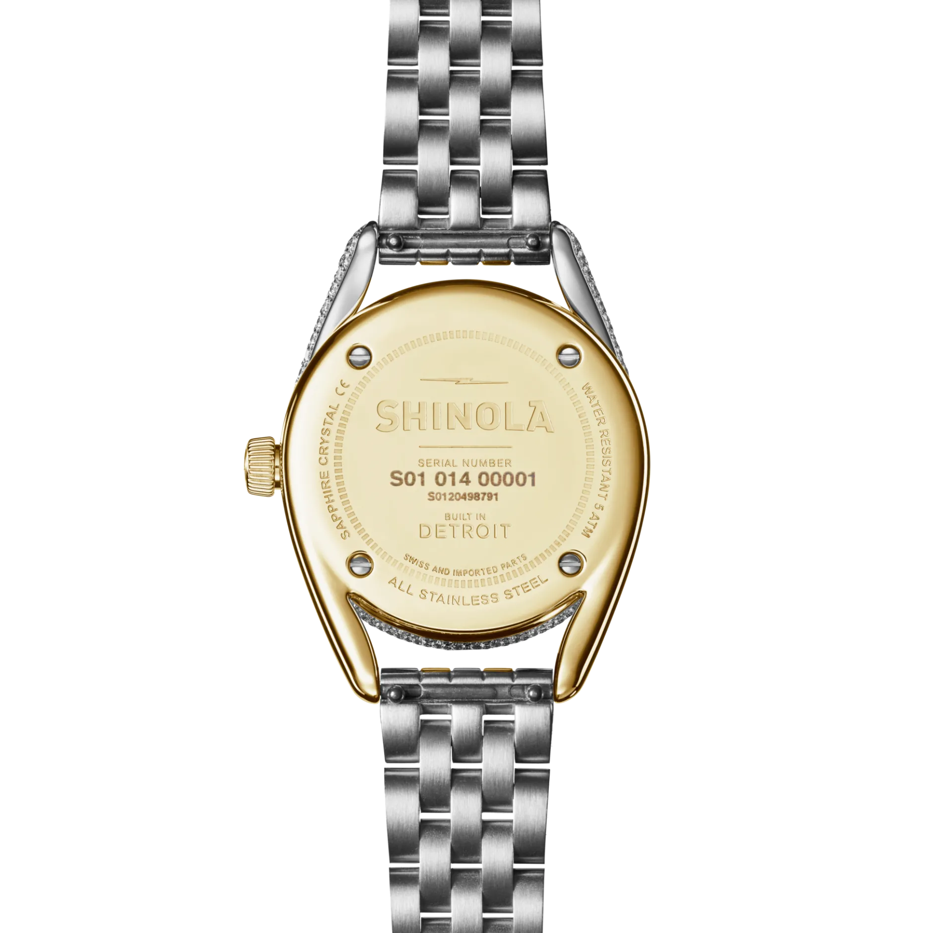 New Shinola Diamond Derby Watch Silver/Gold Bracelet