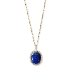 New Shinola Diamond Pave Lapis Pendant Necklace