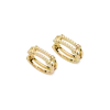 New Shinola Diamond Pave Rivet Double Row Hoop Earrings