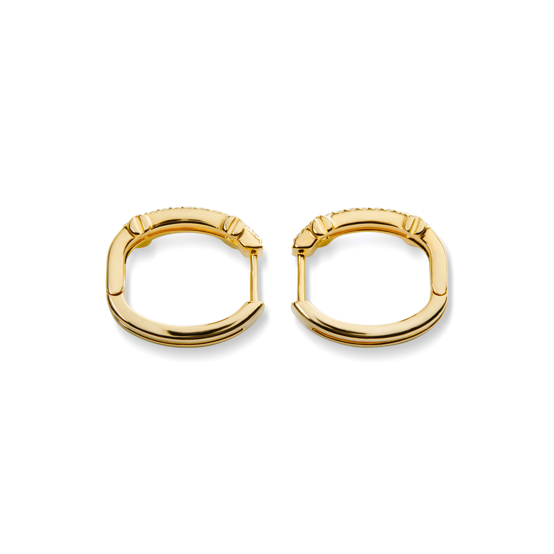 New Shinola Diamond Pave Rivet Double Row Hoop Earrings