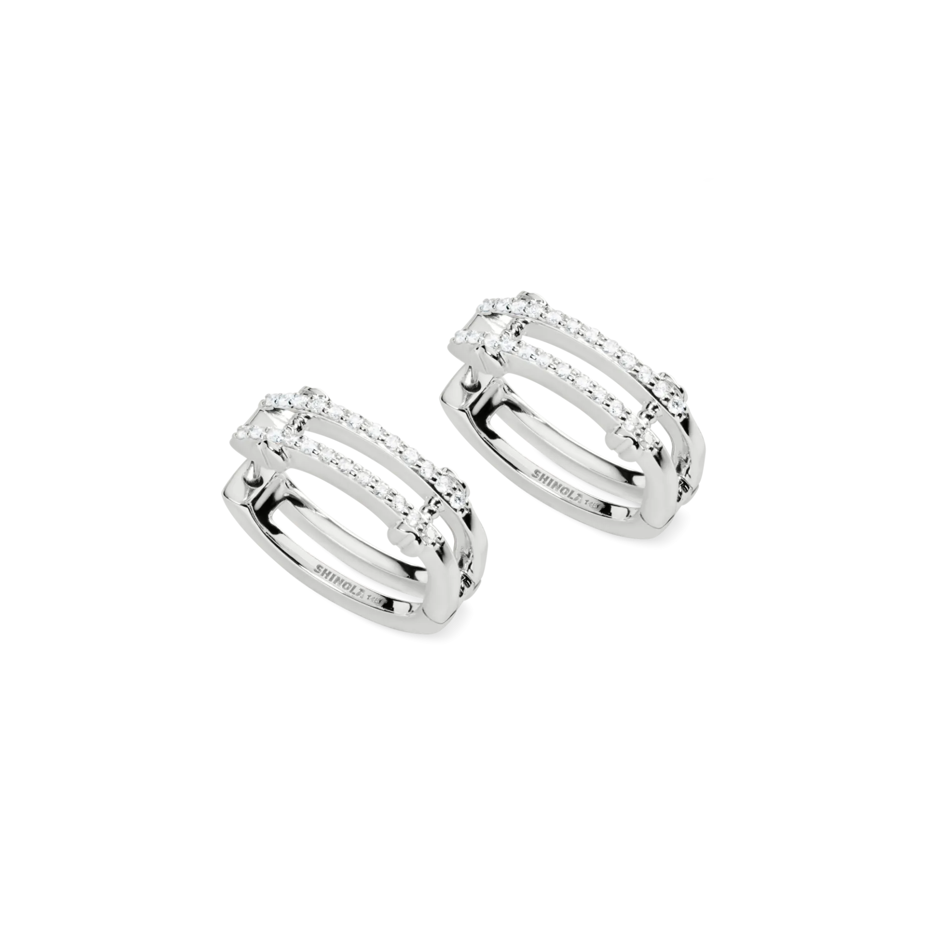 Outlet Shinola Diamond Pave Rivet Double Row Hoop Earrings