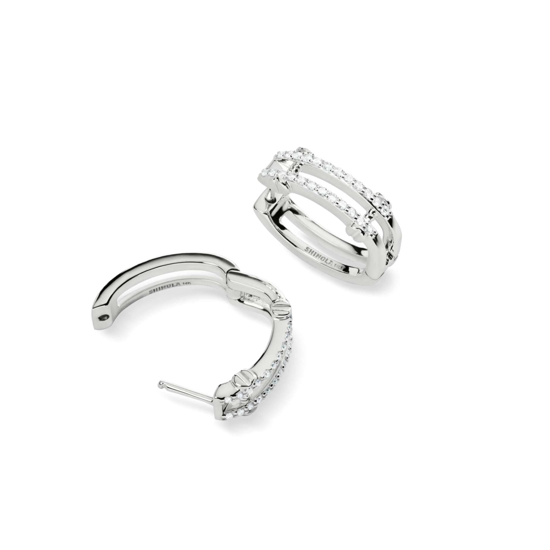 Outlet Shinola Diamond Pave Rivet Double Row Hoop Earrings