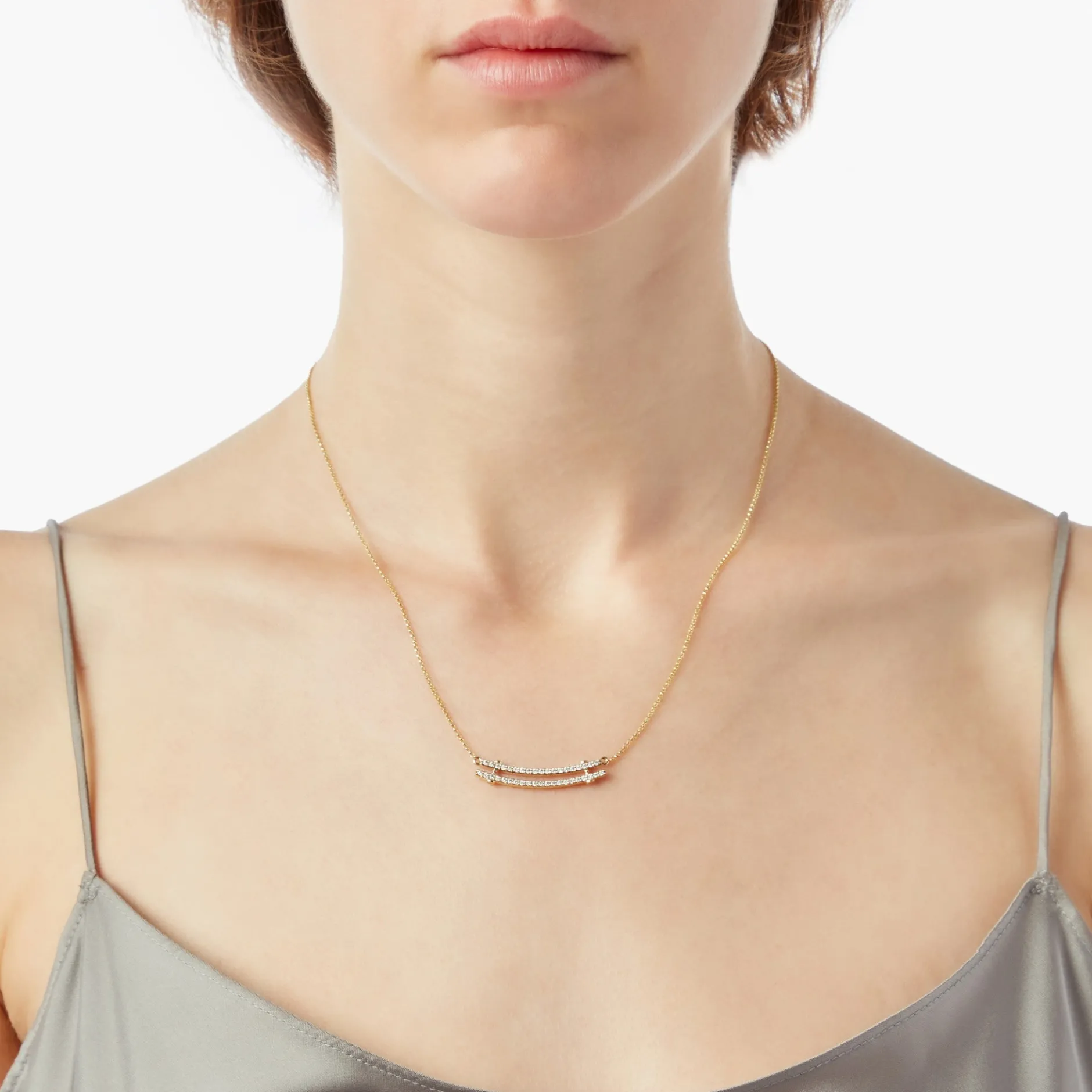 Outlet Shinola Diamond Pave Rivet Double Row Necklace Yellow Gold