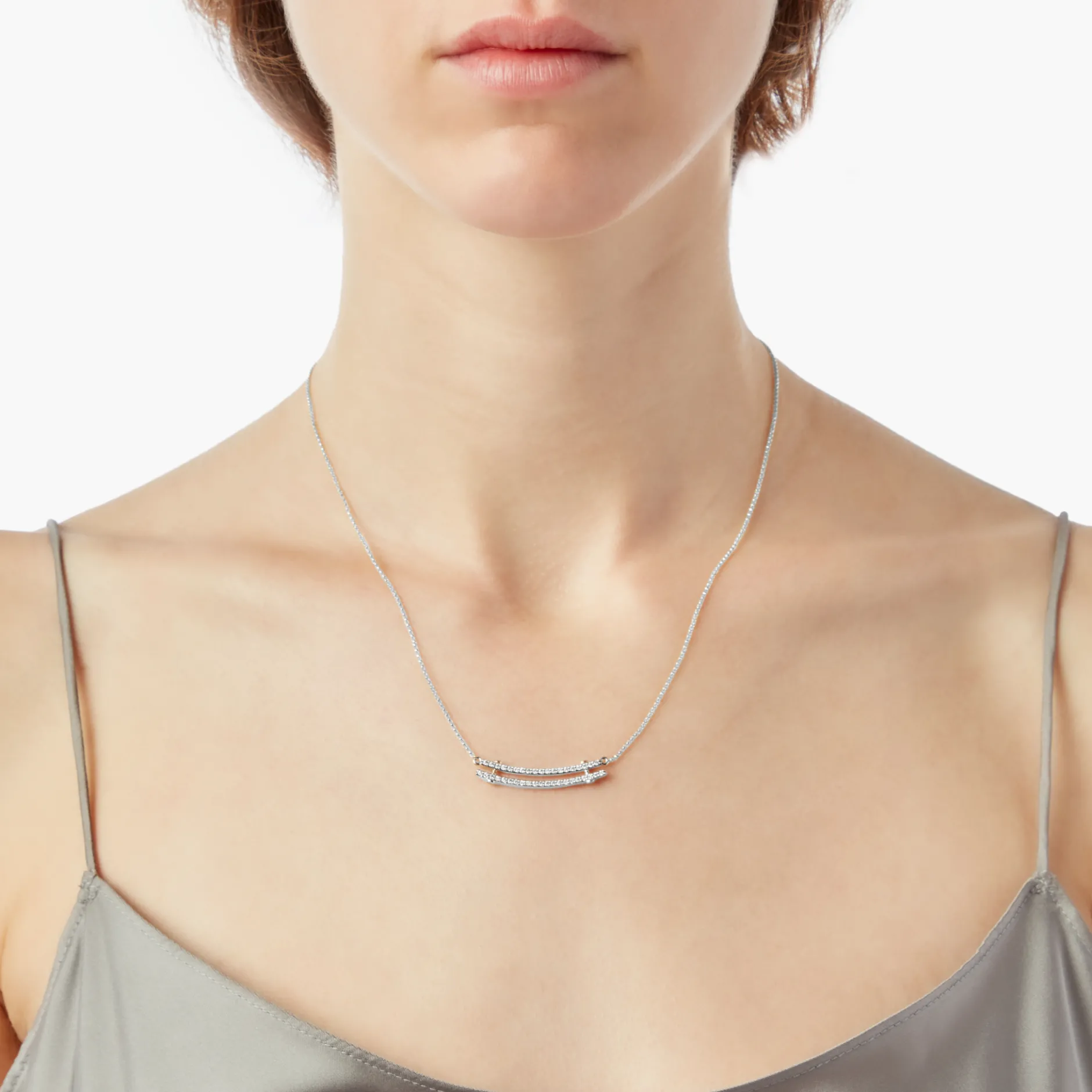 Hot Shinola Diamond Pave Rivet Double Row Necklace
