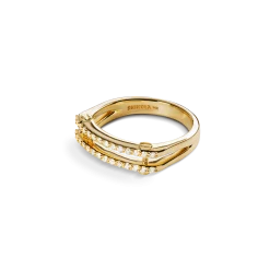 New Shinola Diamond Pave Rivet Double Row Ring