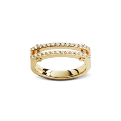 New Shinola Diamond Pave Rivet Double Row Ring