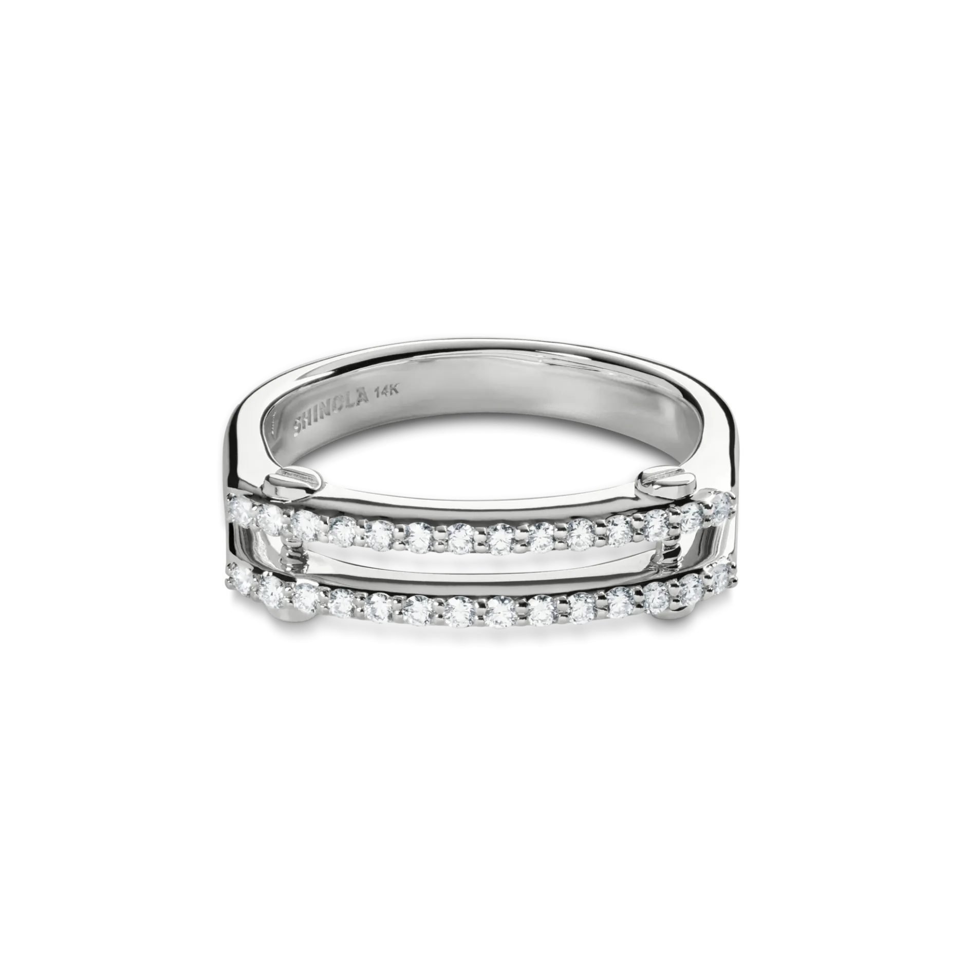 Sale Shinola Diamond Pave Rivet Double Row Ring