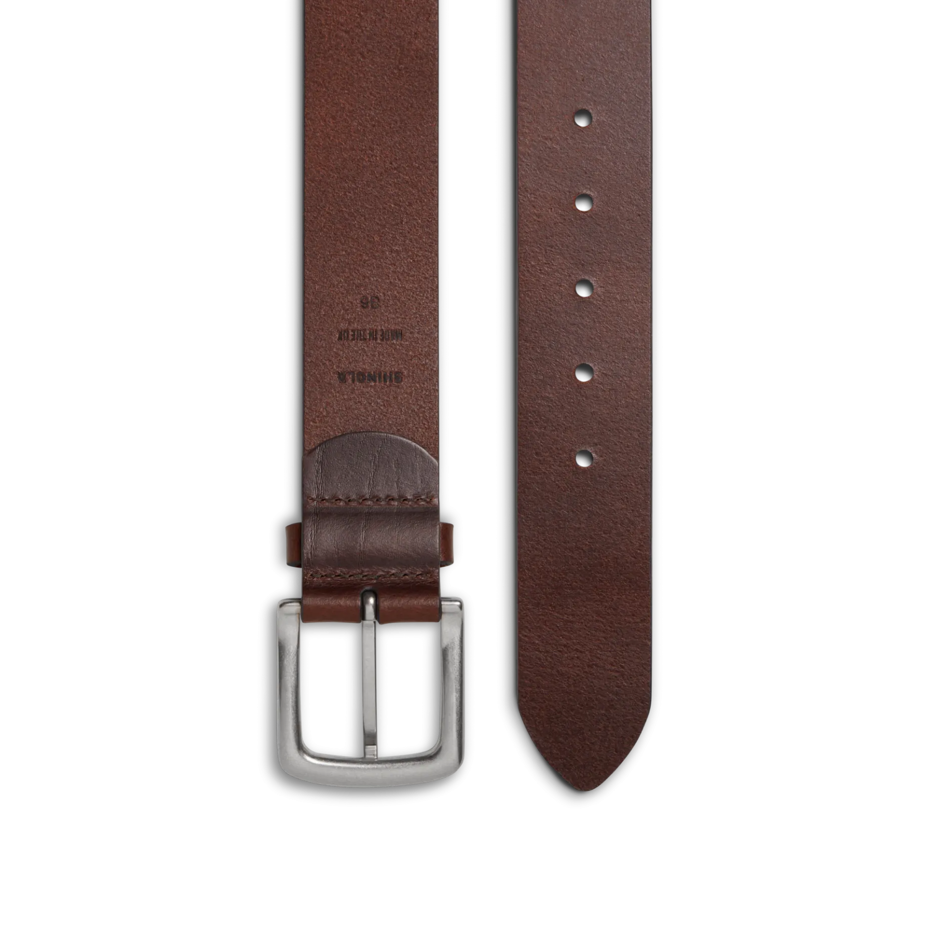 Discount Shinola 1 1/2" Essential Belt Natural Leather Dark Brown
