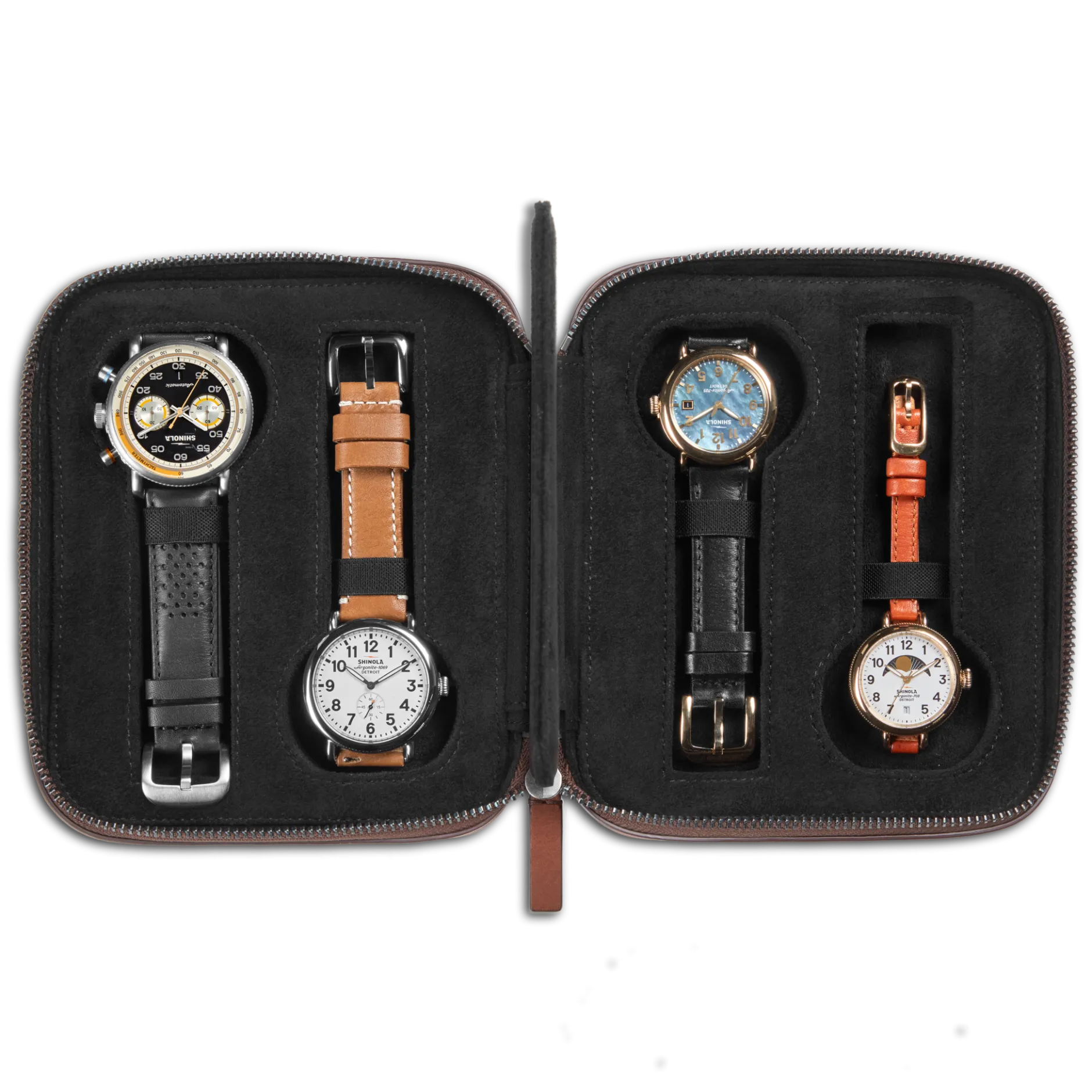 Best Shinola Four Watch Travel Case Medium Brown