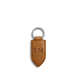 Shinola Leather Monogram Key Fob Tan