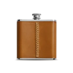 Clearance Shinola Leather Wrapped Flask Tan