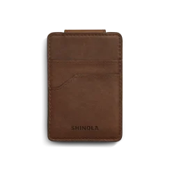 New Shinola Magnetic Money Clip Card Holder Medium Brown