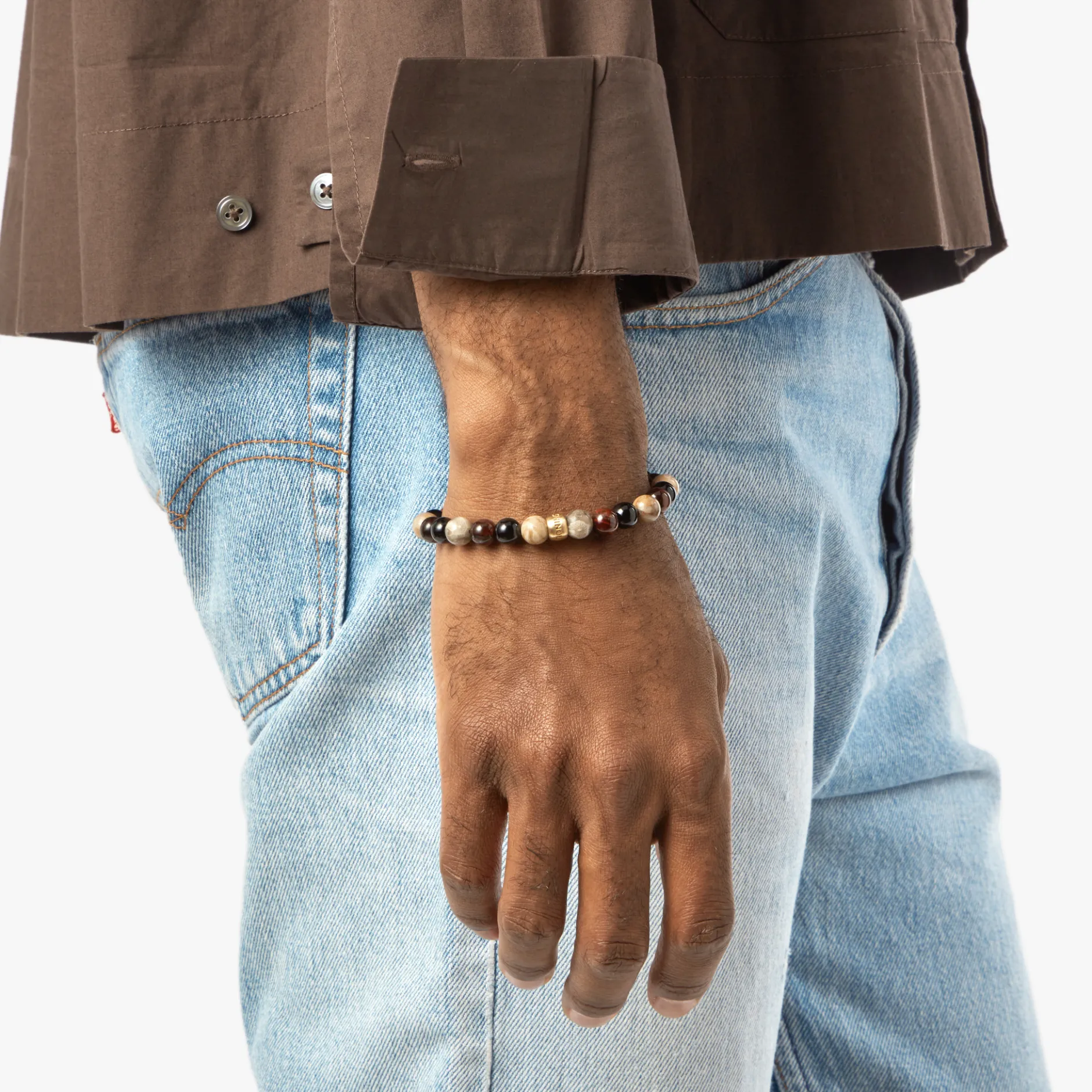 Shinola 8mm Beaded Bracelet Multi Stone