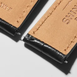 New Shinola 24mm Black Alligator Leather Watch Strap (Long)