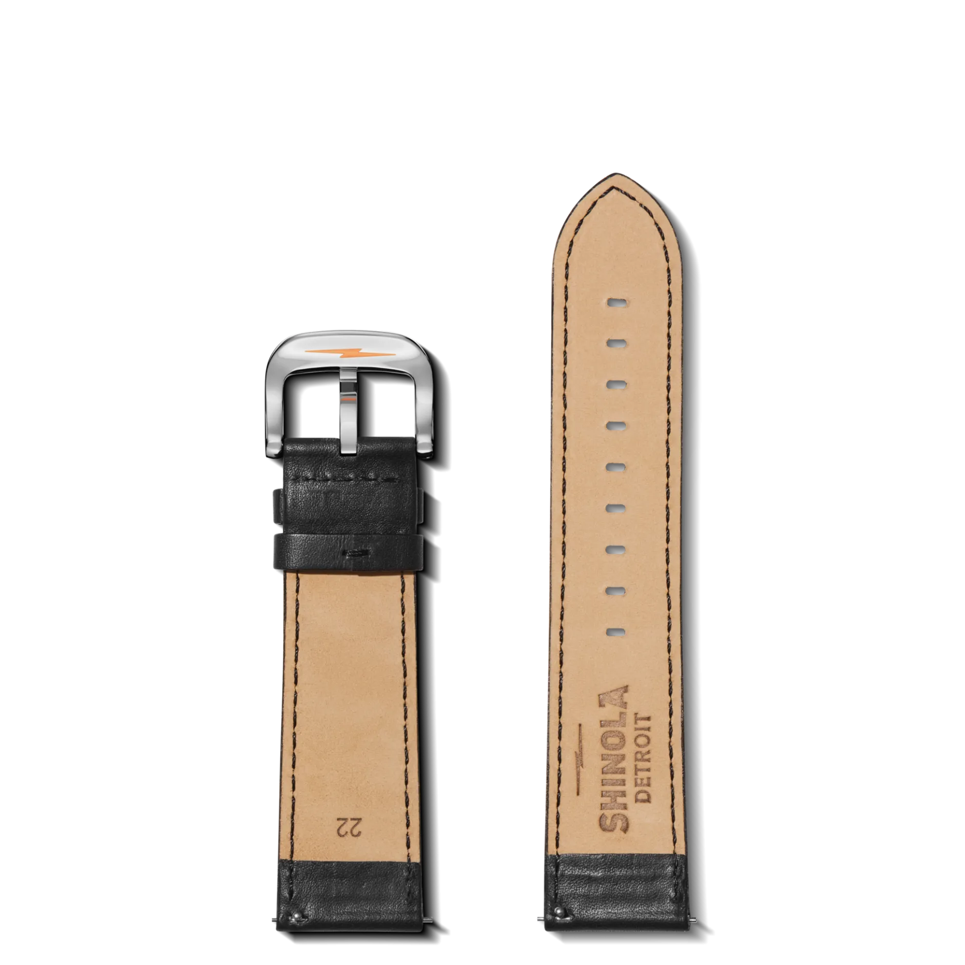 Shinola 22mm Perforated Leather Watch Strap Black