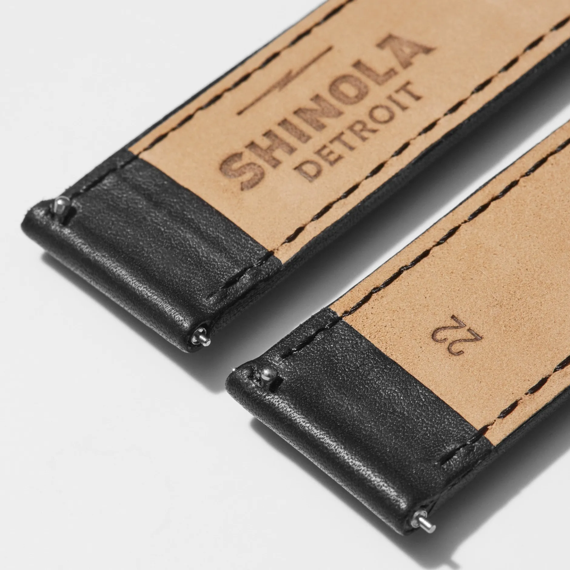 Shinola 22mm Perforated Leather Watch Strap Black