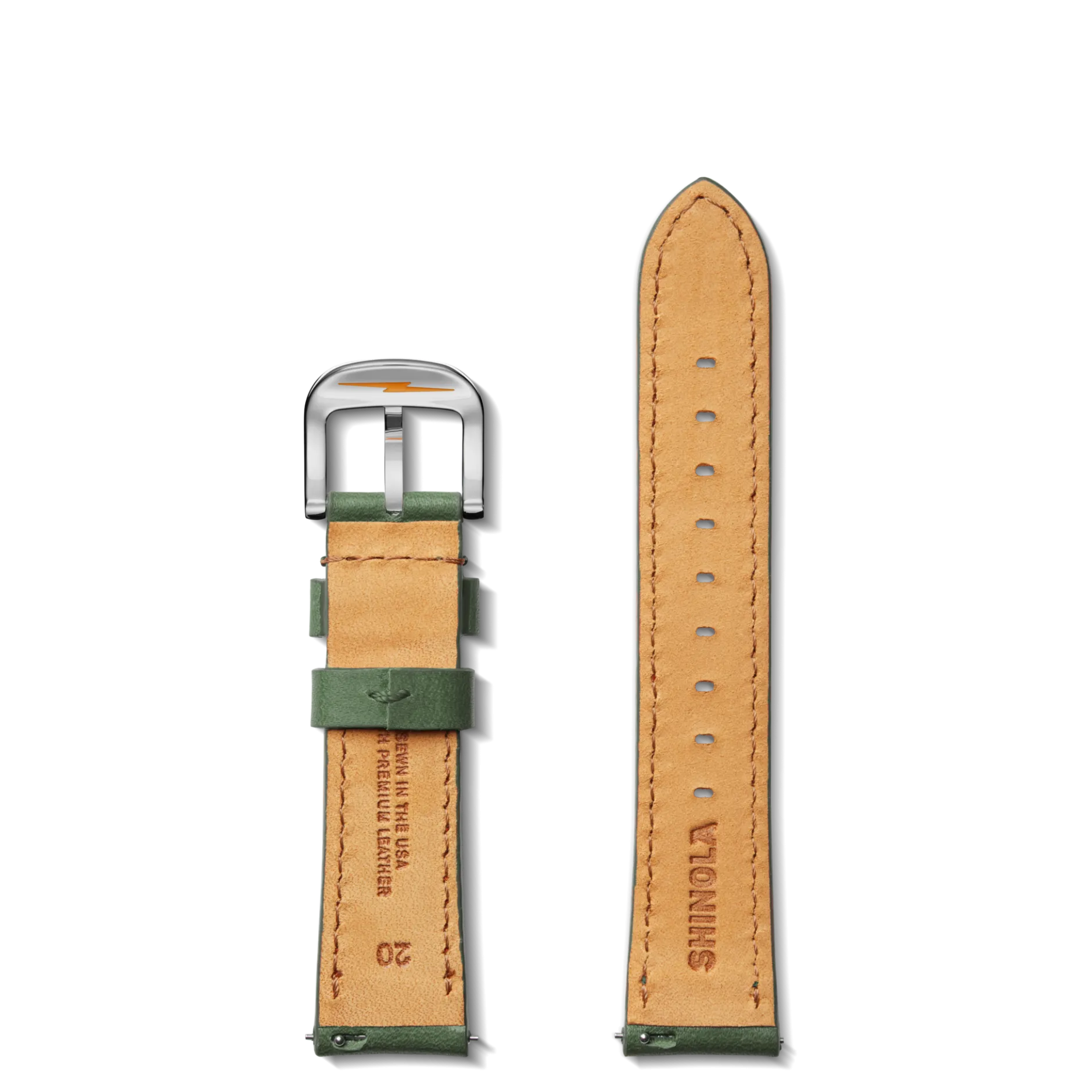 New Shinola 20mm Green Leather Watch Strap Forest