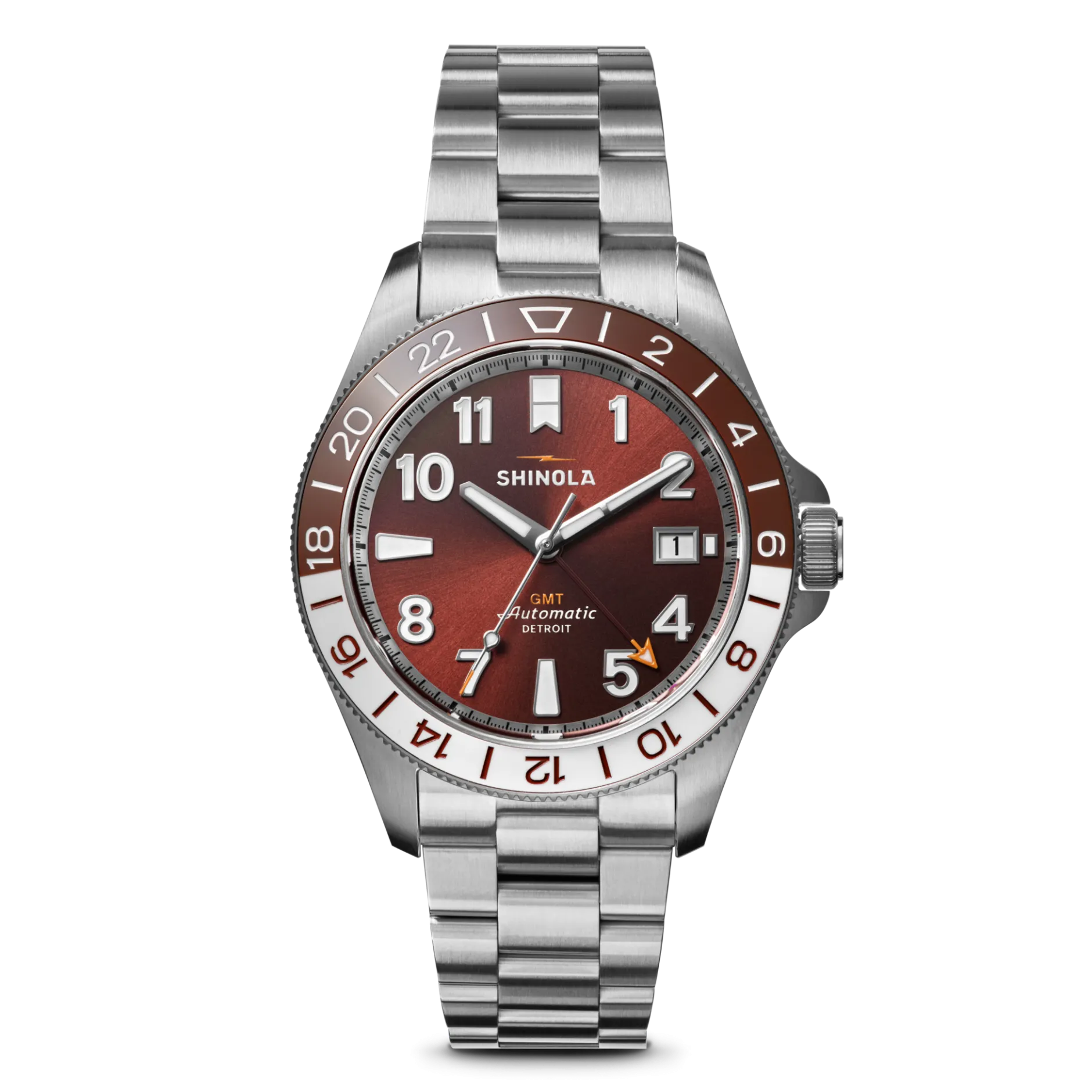 New Shinola Monster GMT Automatic Watch Whiskey