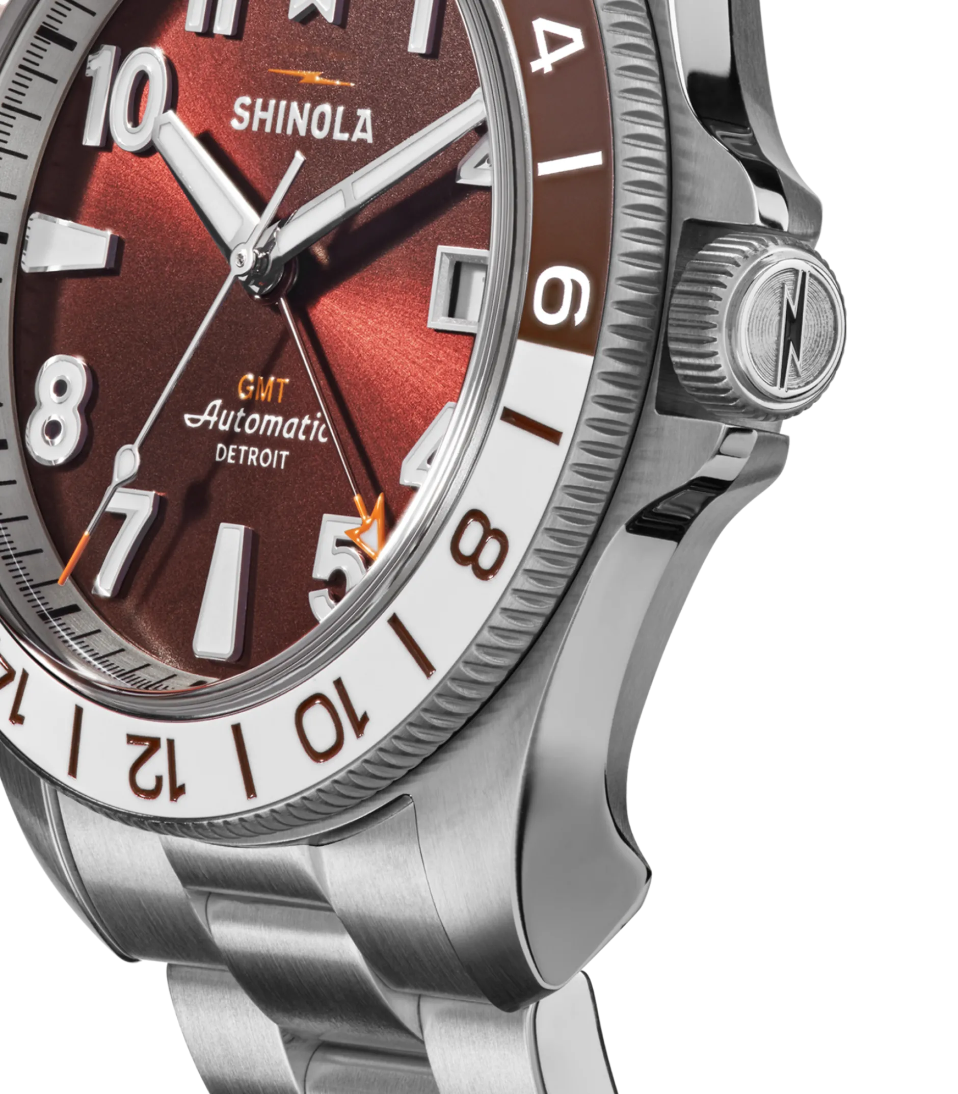 New Shinola Monster GMT Automatic Watch Whiskey
