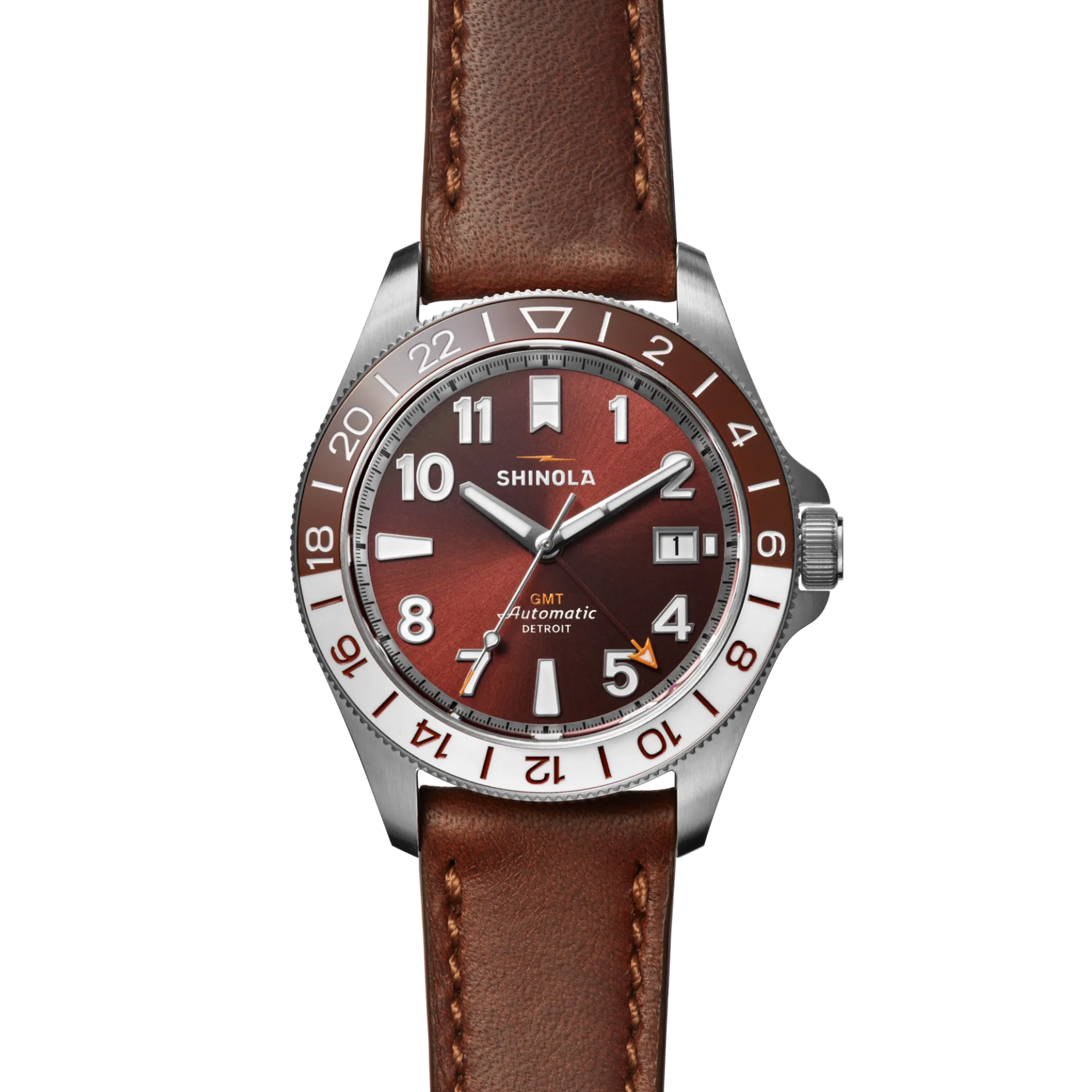 New Shinola Monster GMT Automatic Watch Whiskey