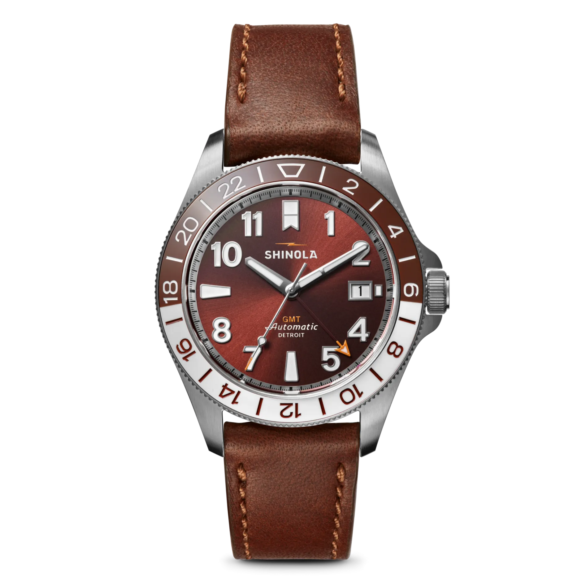 New Shinola Monster GMT Automatic Watch Whiskey