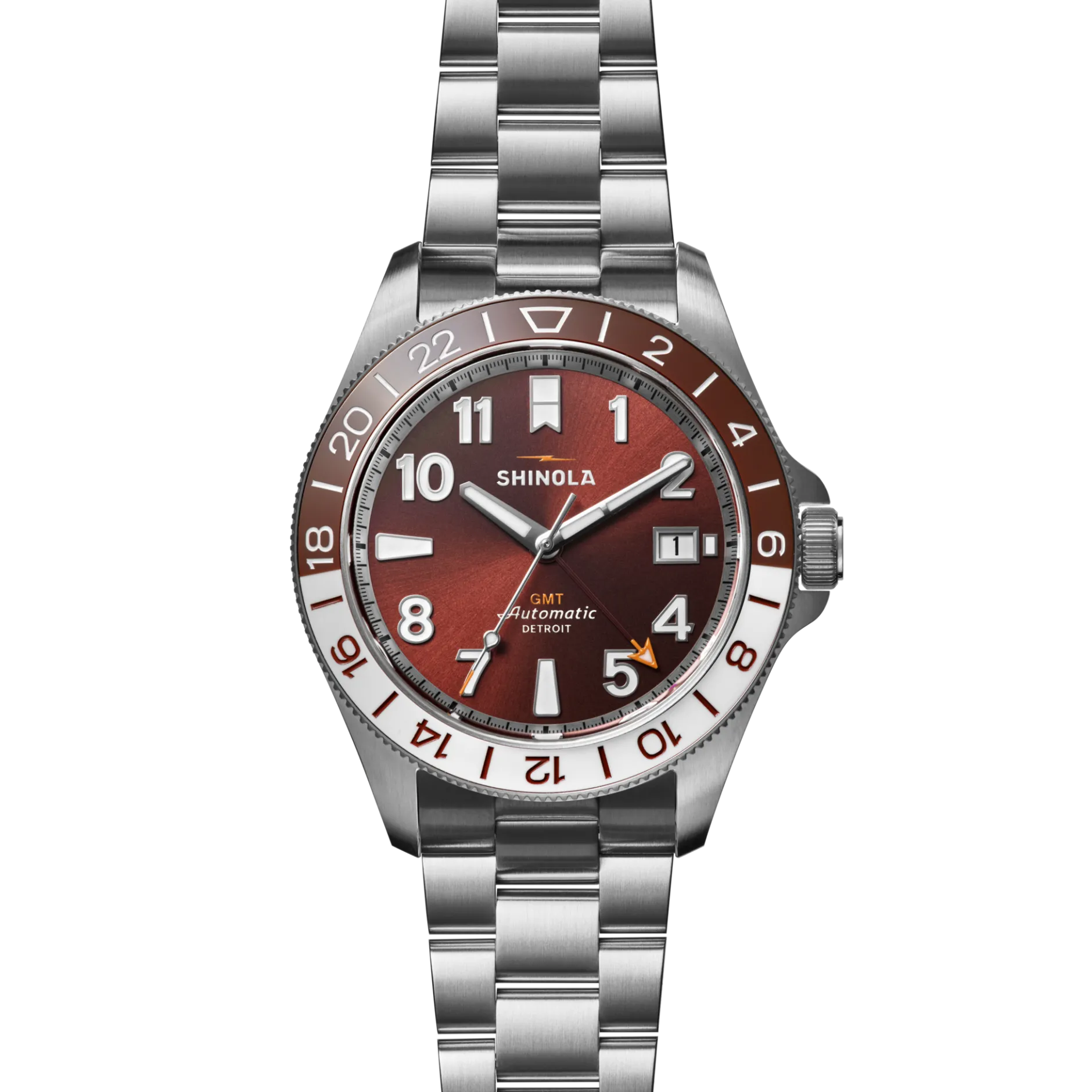 New Shinola Monster GMT Automatic Watch Whiskey