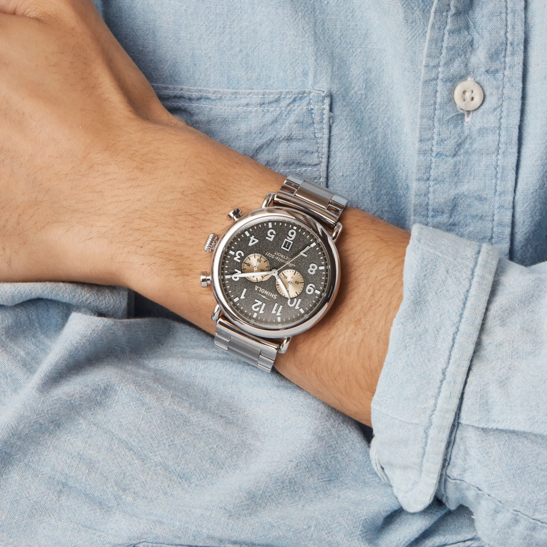 New Shinola Runwell Chronograph Watch Cool Gray