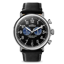 Hot Shinola Runwell Chronograph Watch Glossy Black