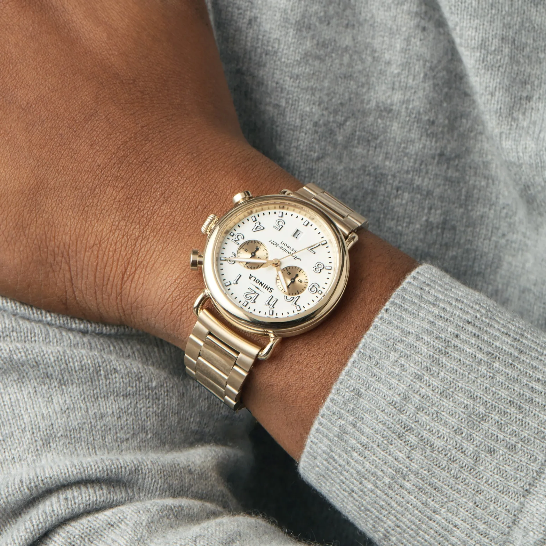 Best Shinola Runwell Chronograph Watch Ivory/Gold