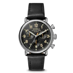 New Shinola Runwell Chronograph Watch Black w/ Full Exhibition Caseback