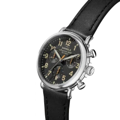 New Shinola Runwell Chronograph Watch Black w/ Full Exhibition Caseback