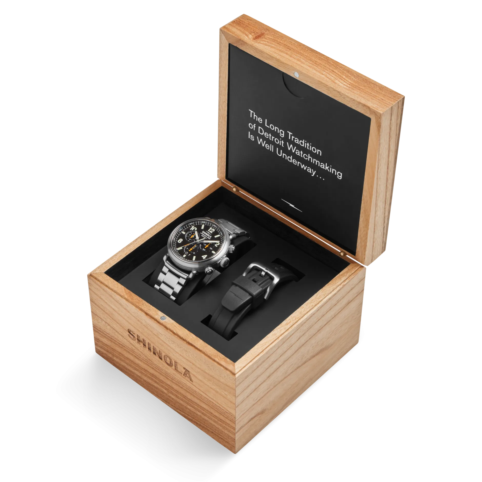 Sale Shinola Runwell Chronograph West Wind Watch Gift Set with Additional Strap Black