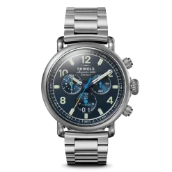 Clearance Shinola Runwell Chronograph West Wind Watch Gift Set with Additional Strap Midnight Blue