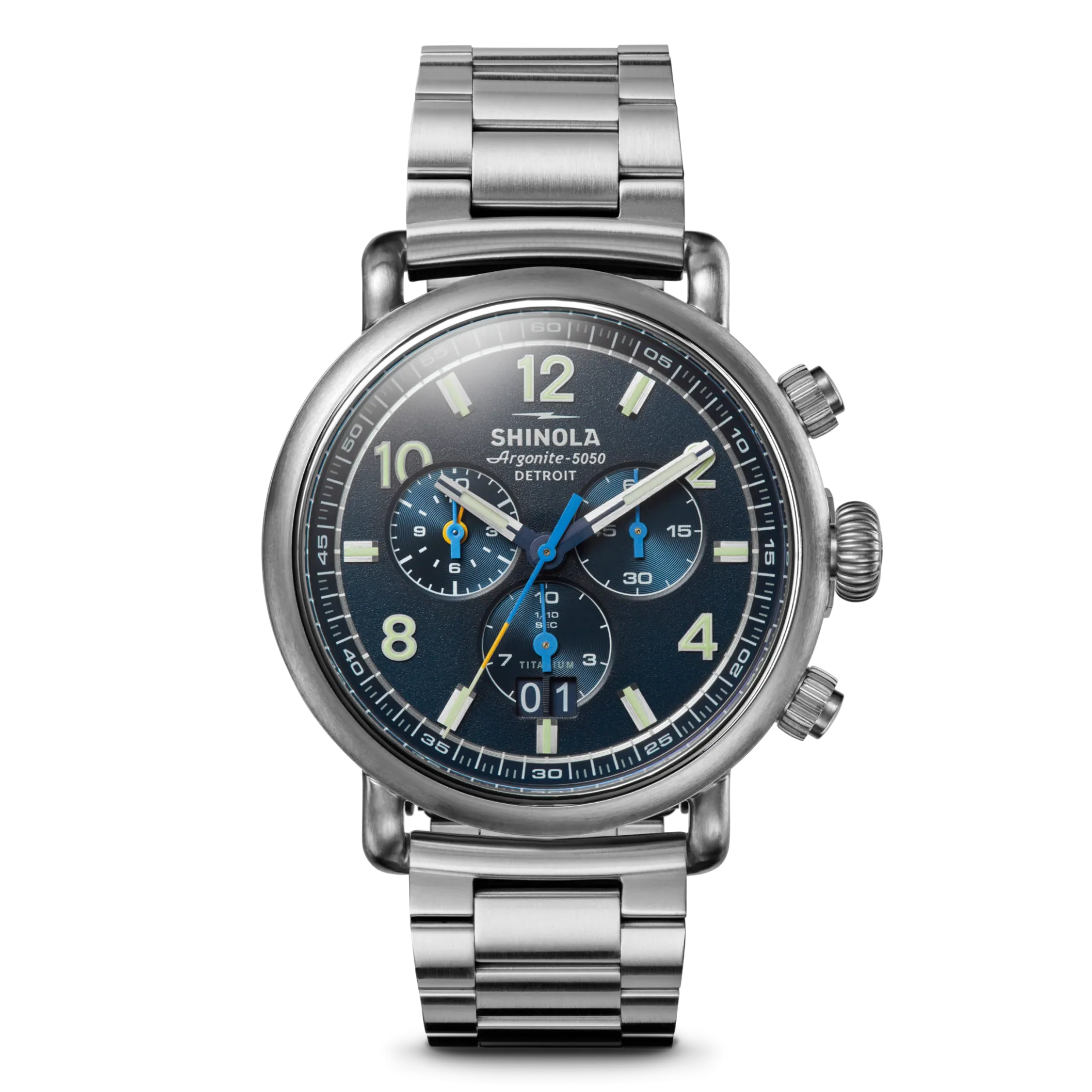 Clearance Shinola Runwell Chronograph West Wind Watch Gift Set with Additional Strap Midnight Blue