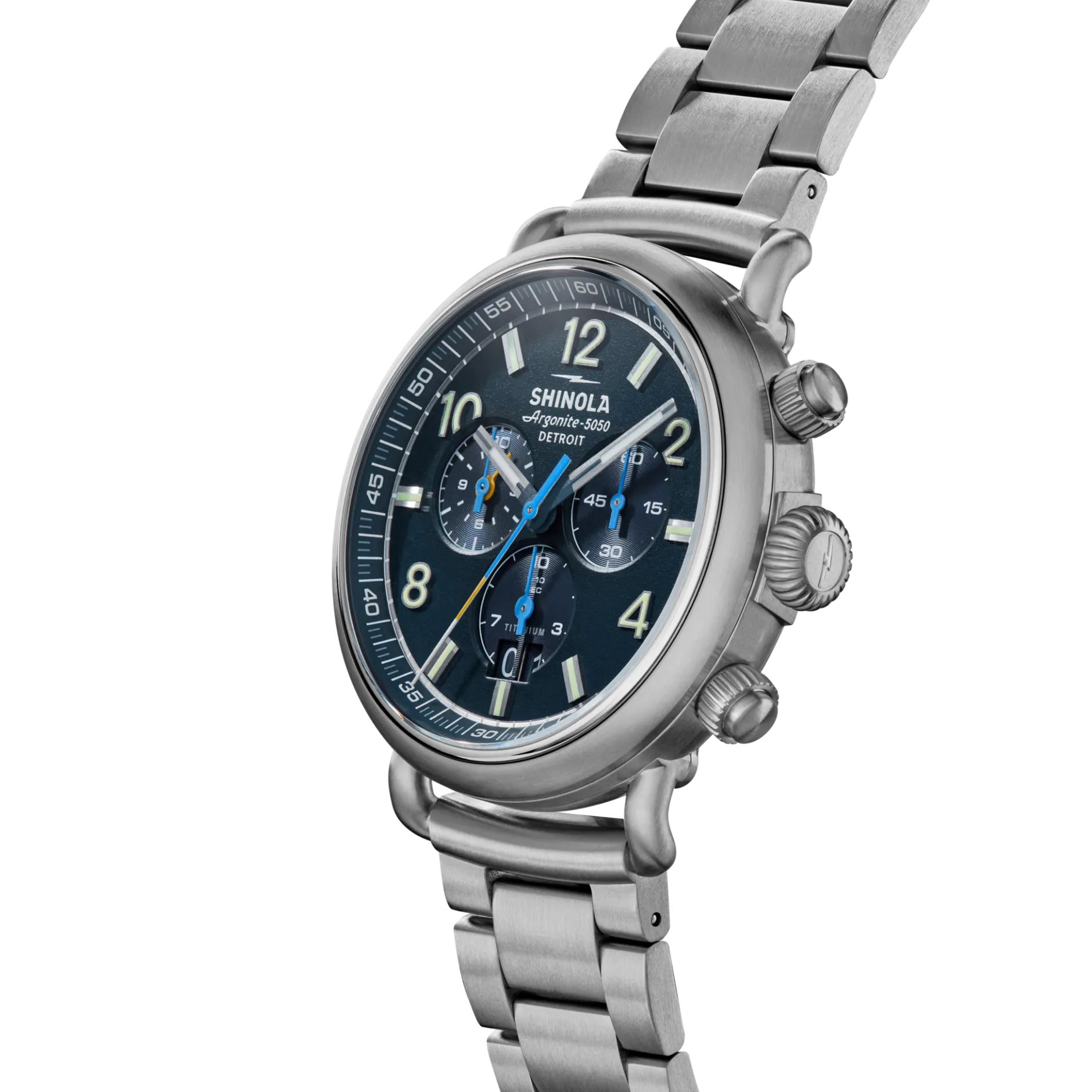 Clearance Shinola Runwell Chronograph West Wind Watch Gift Set with Additional Strap Midnight Blue