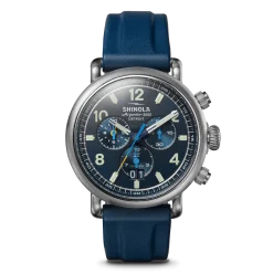 Clearance Shinola Runwell Chronograph West Wind Watch Gift Set with Additional Strap Midnight Blue