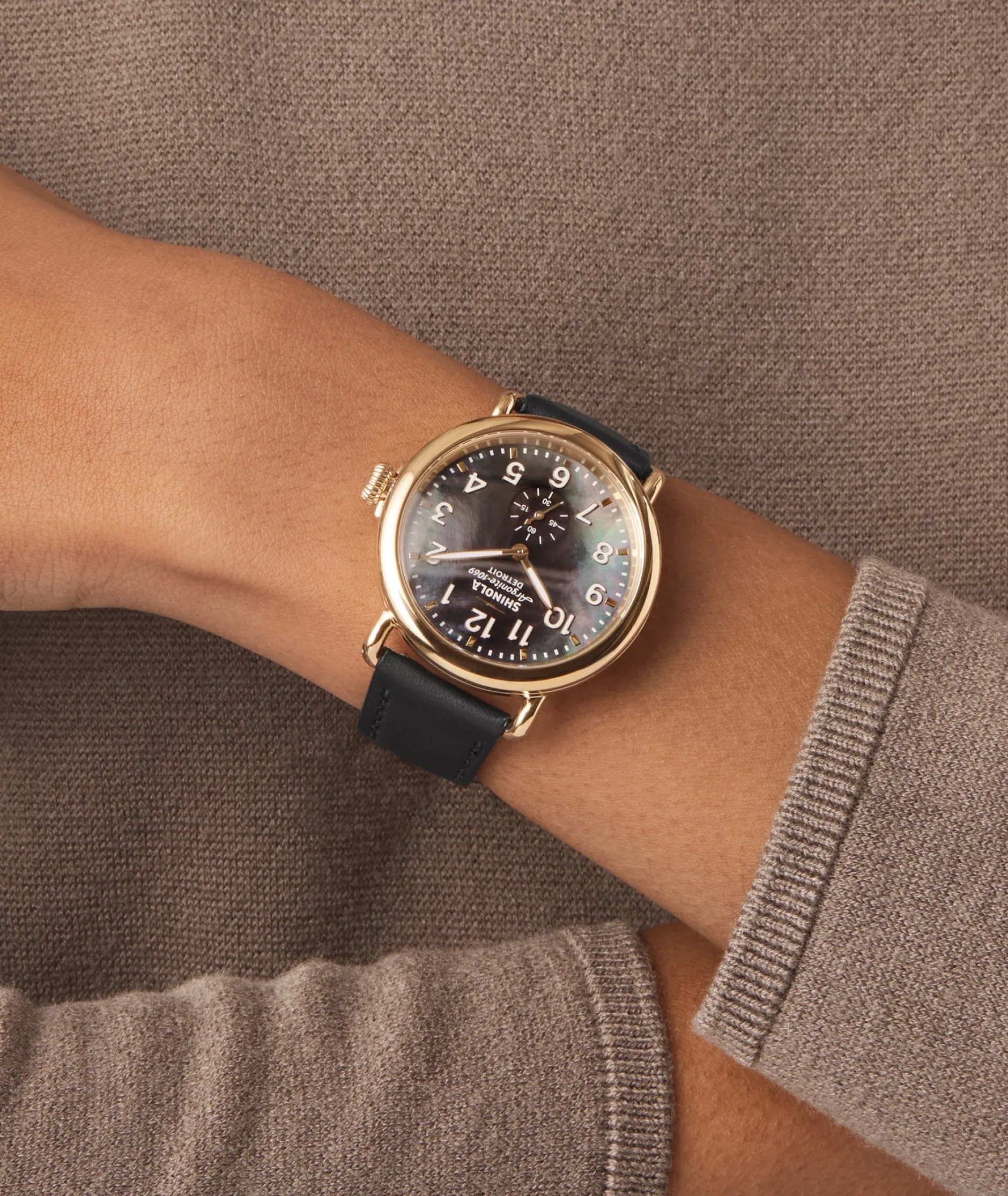 Sale Shinola Runwell Watch Black Mother of Pearl